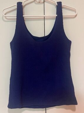 Club Monaco Boucle Textured Tank Top Navy Blue XS